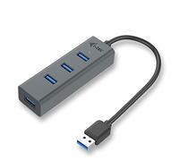 Hub USB i-Tec 3.0 4 Puertos Gris Protección Sobretensión Plug & Play