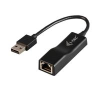 i-Tec USB 2.0 Fast Ethernet LAN Network Adaptador (10/100 Mbps, USB 2.0 a RJ-45, LED), Color Negro