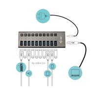 i-tec U3CHARGEHUB10 cargador de dispositivo móvil Interior Gris