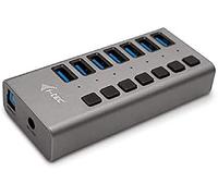 Concentrador USB i-tec 7 puertos USB 3.0 aluminio, carga rápida, alimentación 36W, gris