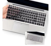 i-Tensodo 2 fundas para teclado compatibles con HP EliteBook 850 G7 de 15.6 pulgadas, HP EliteBook 855 G7 de 15.6 pulgadas, teclado protector de piel negra y transparente