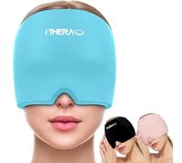 I-THERA-U Máscara de migraña para dolores de cabeza, máscara de enfriamiento para ayuda de emergencia para migrañas, cobertura completa de 360°, gorra de alivio para migrañas, color azul