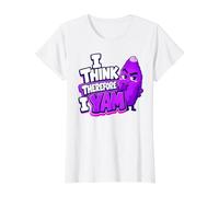 I Think Therefore I Yam Ube Juego de Palabras Purple Yam Dad Joke Camiseta gráfica económica, Mujer, Blanco, L