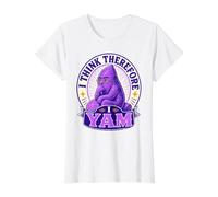 I Think Therefore I Yam Ube Juego de Palabras Purple Yam Dad Joke Camiseta gráfica económica, Mujer, Blanco, XS