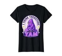 I Think Therefore I Yam Ube Juego de Palabras Purple Yam Dad Joke Camiseta gráfica económica, Mujer, Negro, M
