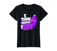 I Think Therefore I Yam Ube Juego de Palabras Purple Yam Dad Joke Camiseta gráfica económica, Mujer, Negro, XS