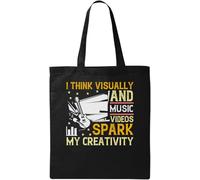 I Think Visually and Music Videos Spark My Creativity Slogan - Bolsa de algodón ecológico natural, color negro, Black, Talla única
