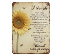 I Thought of You Today Sunflower Bee Metal Sign Memorial Poem Tin Plaque Sympathy Gift for Grieving Friend Family Home Garden Decor 8 X 12 inch