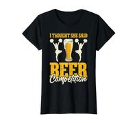 I Thought She Said Beer Competition Camiseta gráfica económica, Mujer, Negro, XS