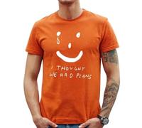 I Thought WE HAD Plans | Funny | Novedad | Joke | Camiseta para hombre, Camiseta naranja con estampado blanco, XL