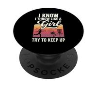 I Throw Like A Girl Disc Golf Try To Keep Up PopSockets PopGrip Adhesivo