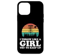 I Throw Like Girl Funny Retro Disc Golf Frisbee Player Mujer Carcasa para iPhone 12 Mini