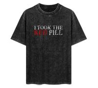 I Took The Red Pill Men's Summer Casual Wash tee Tops Size 3XL
