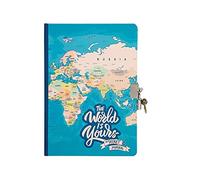 I-TOTAL® - Agenda secreta con candado metálico y dos llaves/Agenda secreta páginas CON PUNTOS (BLUE MAPS)