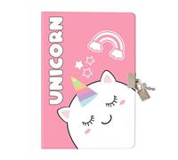 I-TOTAL® - Agenda secreta con candado metálico y dos llaves/Agenda secreta páginas CON PUNTOS (Unicorn)