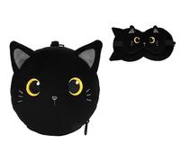 I-TOTAL ® - Cojín con máscara para dormir, cojín plegable con gancho para viaje (BLACK CAT)