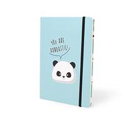 I-TOTAL® - Cuaderno de notas A5, con cierre elástico/perfecto para tomar notas, 200 fachadas, hojas rayadas (Panda)