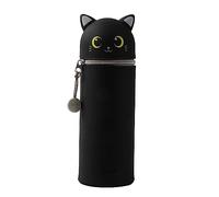 I-TOTAL® - Estuche de Silicona Suave para la Escuela, Extensible con Forma Contorneada (Black Cat)