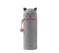 I-TOTAL® - Estuche de Silicona Suave para la Escuela, Extensible con Forma Contorneada (Grey Cat)