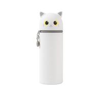 I-TOTAL® - Estuche de Silicona Suave para la Escuela, Extensible con Forma Contorneada (White Cat)