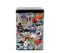 I-TOTAL® Hucha Divertida con candado y Llave, Hucha de Metal con Cierre (Graffiti)