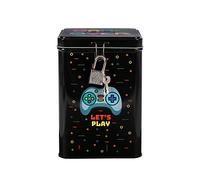 I-TOTAL® Hucha Divertida con candado y Llave, Hucha de Metal con Cierre (Let's Play)