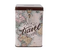 I-TOTAL® Hucha Divertida con candado y Llave, Hucha de Metal con Cierre (Old Map)