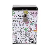 I-TOTAL® Hucha Divertida con candado y Llave, Hucha de Metal con Cierre (Unicorn)