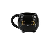 I-TOTAL - Taza de cerámica Chunky, taza para té o café 410 ml (BLACK CAT)