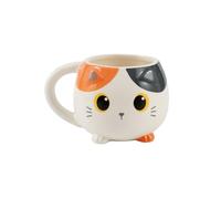 I-TOTAL - Taza de cerámica Chunky, taza para té o café 410 ml (ORANGE CAT)