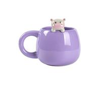 I-TOTAL® - Taza de cerámica con animal en el borde, taza para té o café 450 ml (HIPPO)