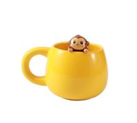 I-TOTAL® - Taza de Cerámica con Animales de Cerámica en el Borde, Taza para Té o Café (MONKEY)