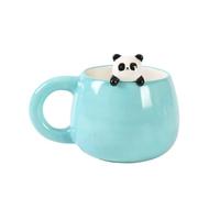 I-TOTAL® - Taza de cerámica con animales de cerámica en el borde, taza para té o café (PANDASTIC) 450 ml