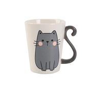I-TOTAL® - Taza de cerámica con forma de gato, taza para té y café, 11,5 x 10 x 8,5 cm, de cerámica gris