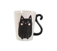 I-TOTAL® - Taza de cerámica con forma de gato, taza para té y café, 11,5 x 10 x 8,5 cm, de cerámica negra