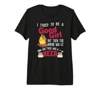 I Tried To Be A Good Girl But Then The Bonfire Was Lit Beer Camiseta Premium