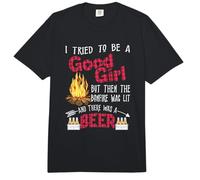 I Tried To Be A Good Girl But Then The Bonfire Was Lit Beer Comfort Colors Adult Heavyweight T-Shirt