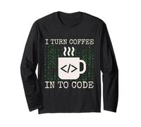 I Turn Coffee Into Code - Funny Software Engineer programmer Manga Larga