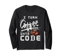 I Turn Coffee Into Code - Funny Software Engineer Tee Manga Larga