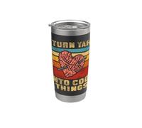 I Turn Yarn Into Cool Things Funny Crochet Vaso térmico de acero inoxidable de doble pared