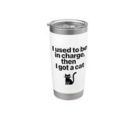 I Used To Be in Charge, Then I Got a Cat - Sarcastic Quote Vaso térmico de acero inoxidable de doble pared