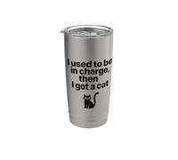 I Used To Be in Charge, Then I Got a Cat - Sarcastic Quote Vaso térmico de acero inoxidable de doble pared