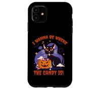 I Wanna Be Where The Candy Is! Funny Black Kawaii Cat Carcasa para iPhone 11