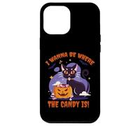 I Wanna Be Where The Candy Is! Funny Black Kawaii Cat Carcasa para iPhone 12 Pro MAX
