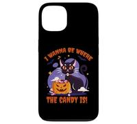 I Wanna Be Where The Candy Is! Funny Black Kawaii Cat Carcasa para iPhone 13