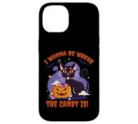 I Wanna Be Where The Candy Is! Funny Black Kawaii Cat Carcasa para iPhone 14