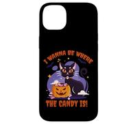 I Wanna Be Where The Candy Is! Funny Black Kawaii Cat Carcasa para iPhone 14 Plus