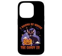 I Wanna Be Where The Candy Is! Funny Black Kawaii Cat Carcasa para iPhone 14 Pro