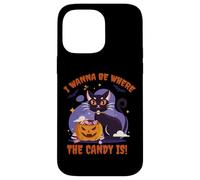 I Wanna Be Where The Candy Is! Funny Black Kawaii Cat Carcasa para iPhone 14 Pro MAX