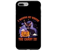 I Wanna Be Where The Candy Is! Funny Black Kawaii Cat Carcasa para iPhone 7 Plus/8 Plus